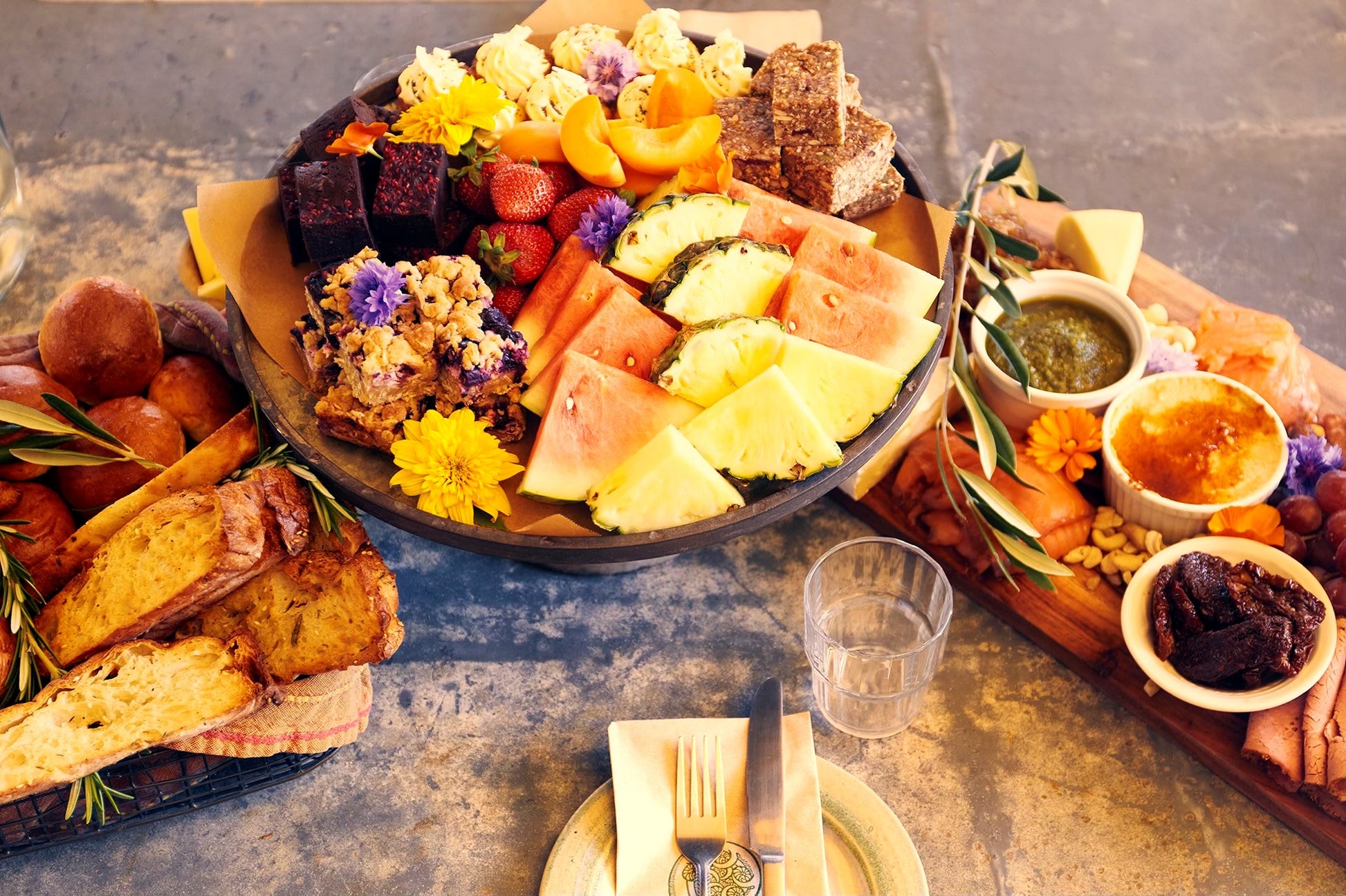 Morning tea and local food platter enjoyed on Glenorchy private guided tour
